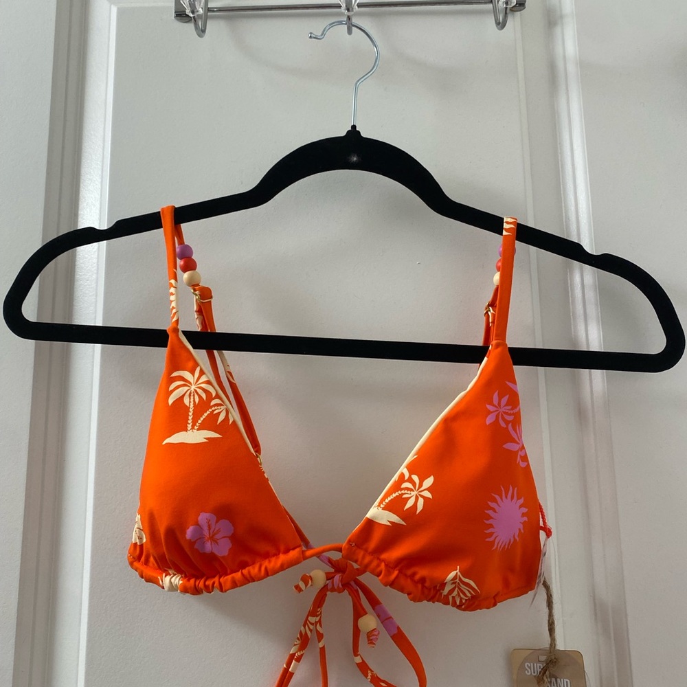 Orange Floral Bikini Top